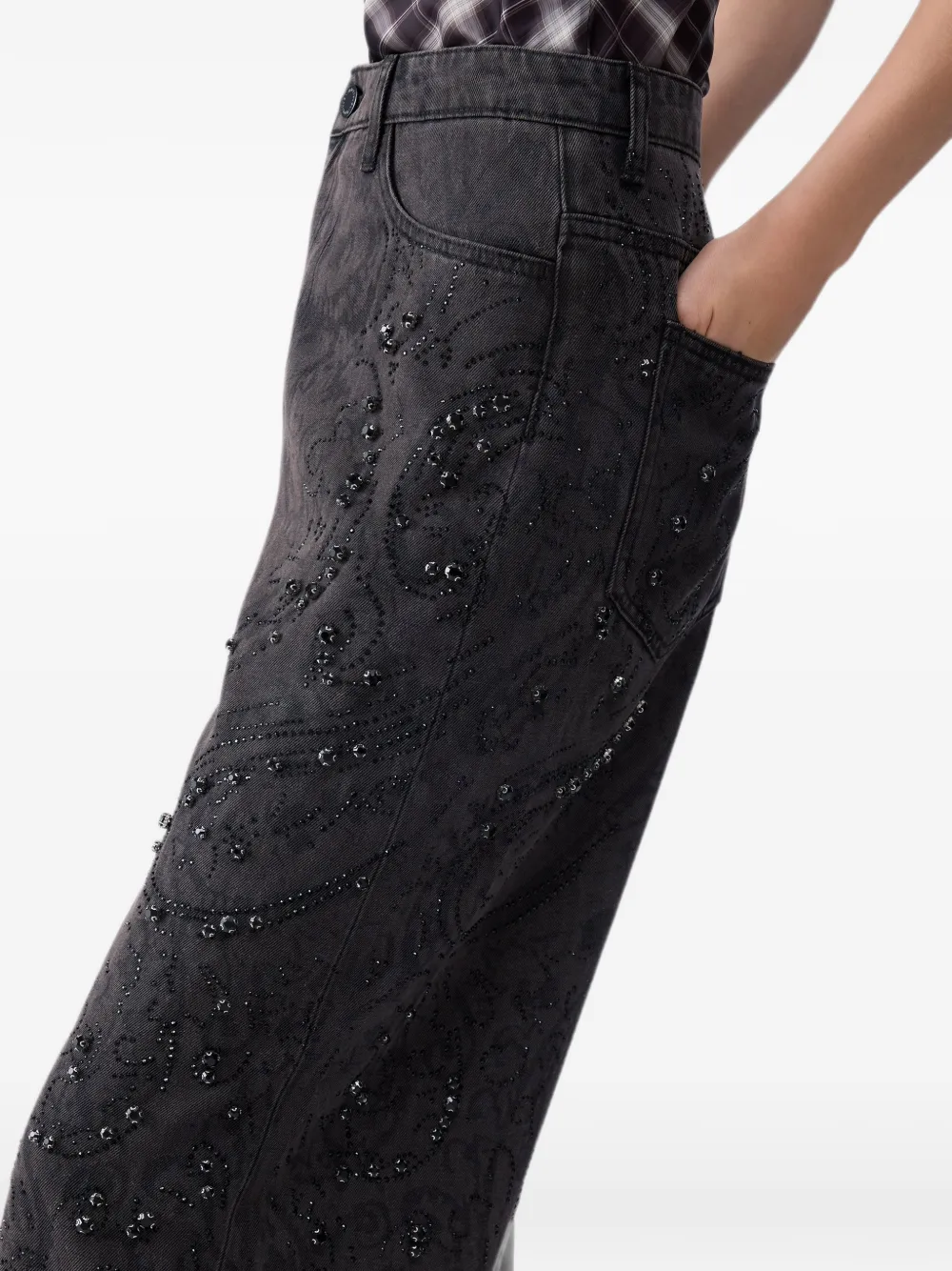 LIU JO Flared jeans met edelstenen Zwart