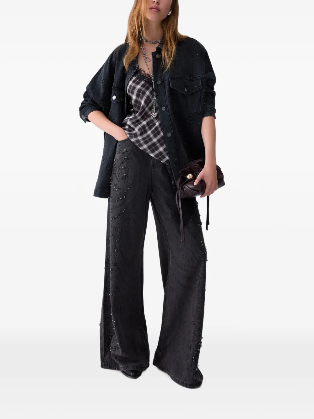 LIU JO Flared jeans met edelstenen Zwart