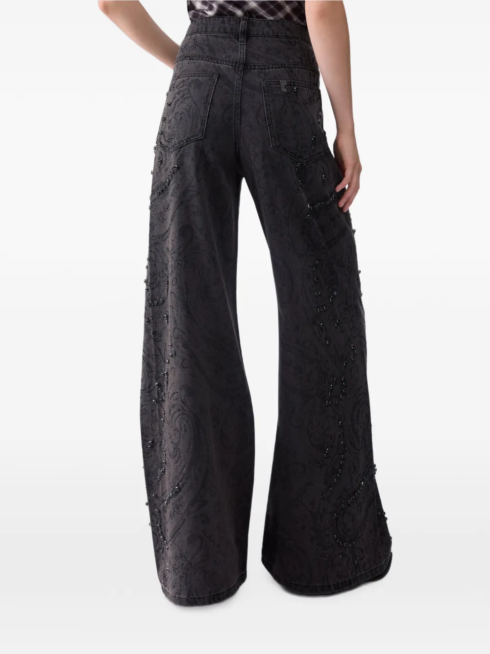 LIU JO Flared jeans met edelstenen Zwart