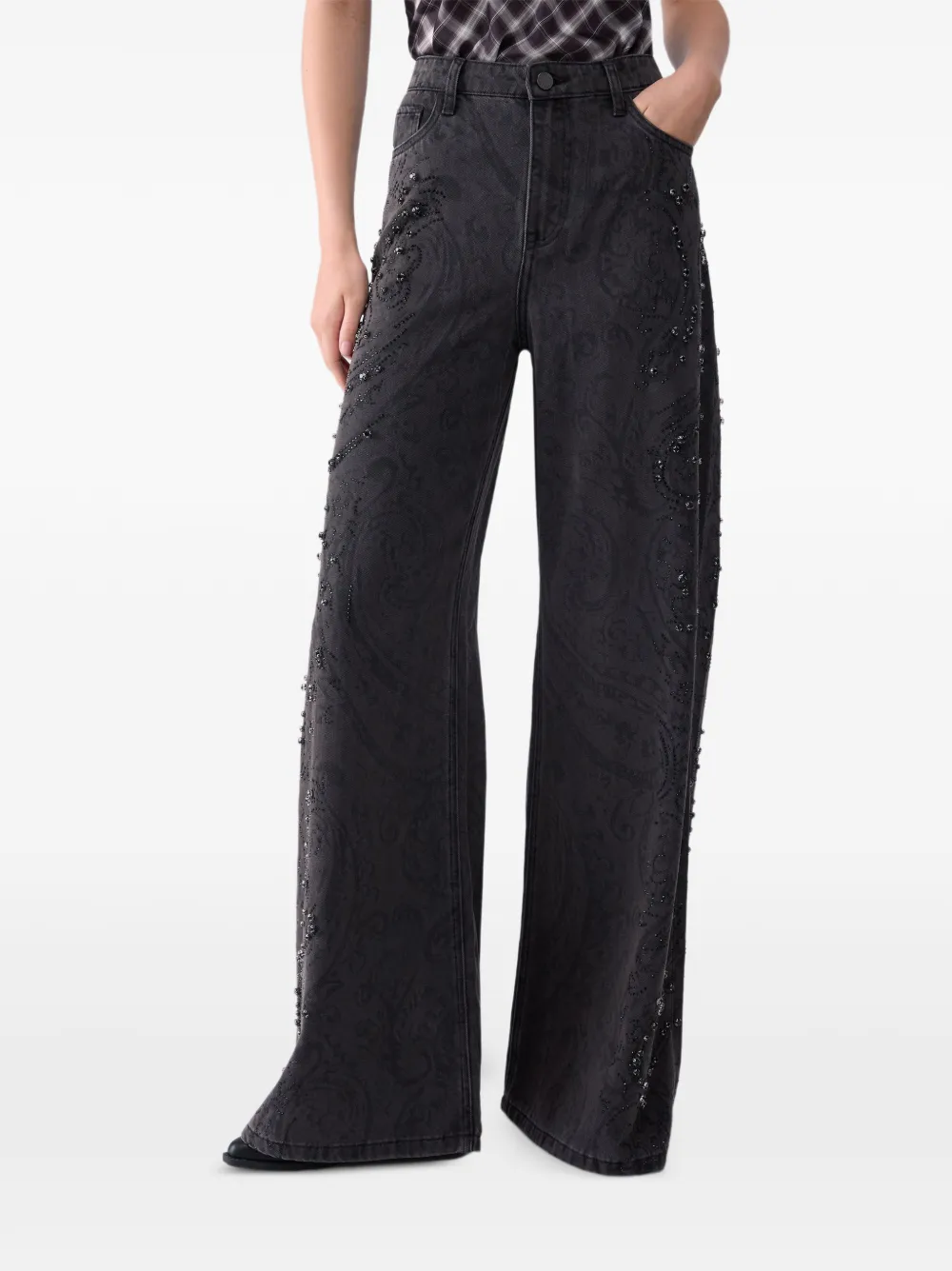 LIU JO Flared jeans met edelstenen Zwart