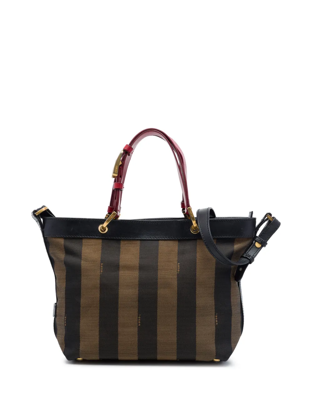 Fendi Pre-Owned 2010-2026 Canvas Pequin Stripe satchel - Brown