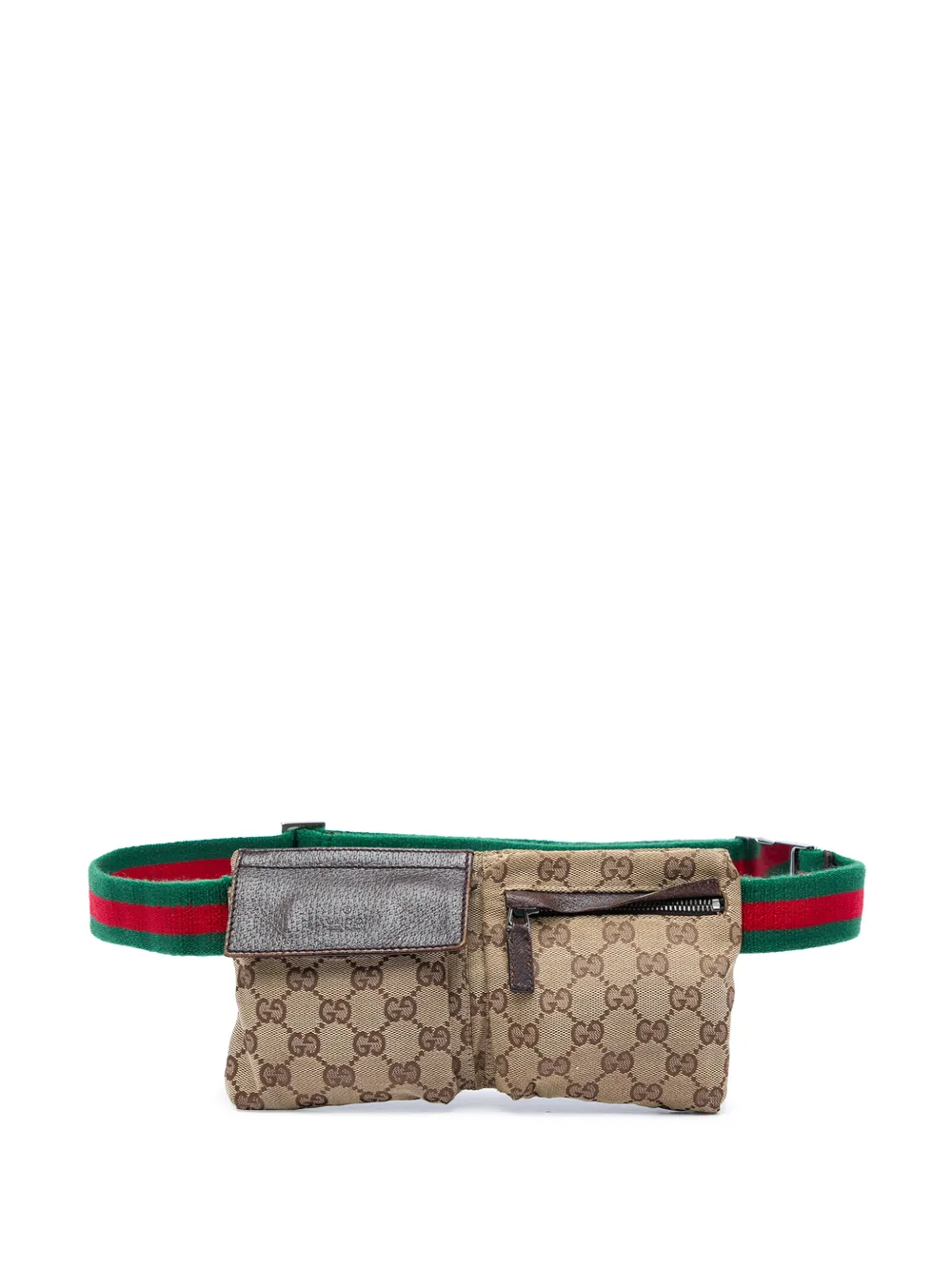 Gucci Pre-Owned 2000-2015 GG Canvas Web Double Pocket belt bag - Neutrals
