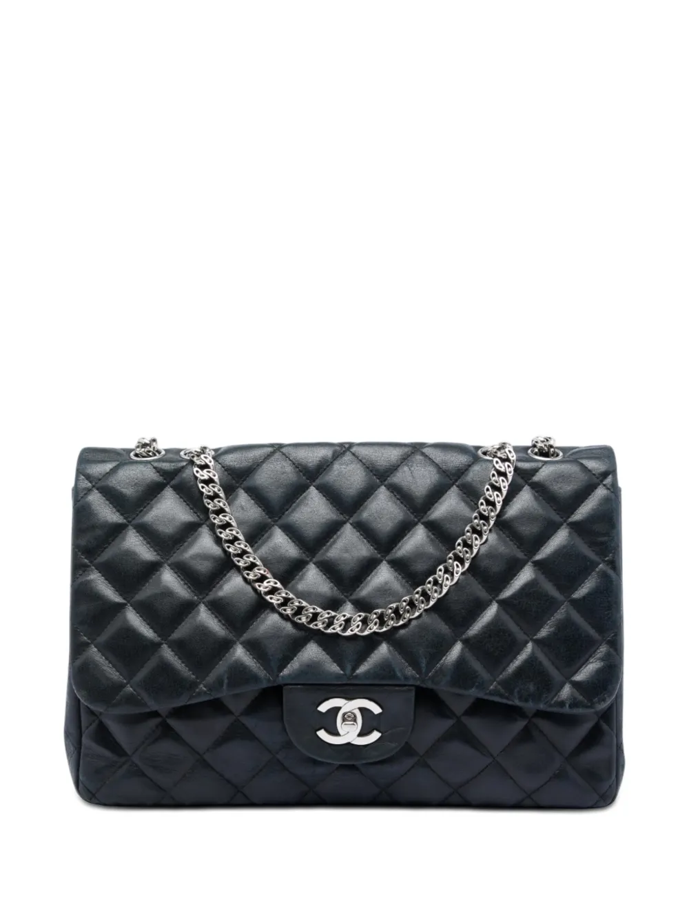 CHANEL Pre-Owned Borsa a spalla Jumbo classica in pelle di agnello con battente 2006-2008 - Nero