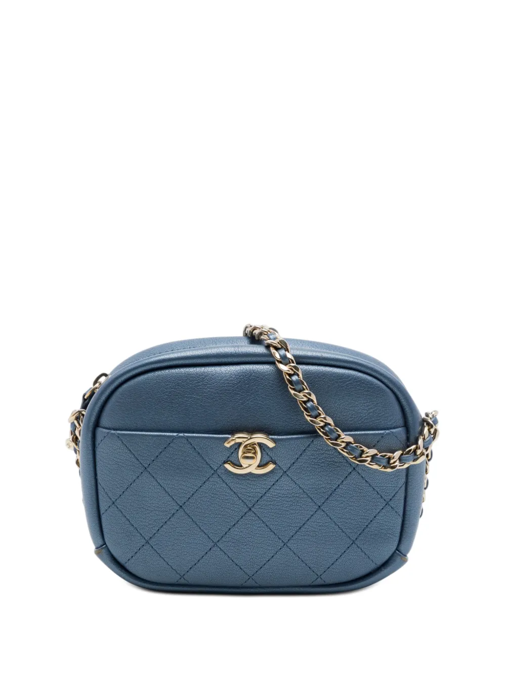 CHANEL Pre-Owned 2018-2019 kleine Casual Trip Umhängetasche aus gestepptem Ziegenleder - Blau