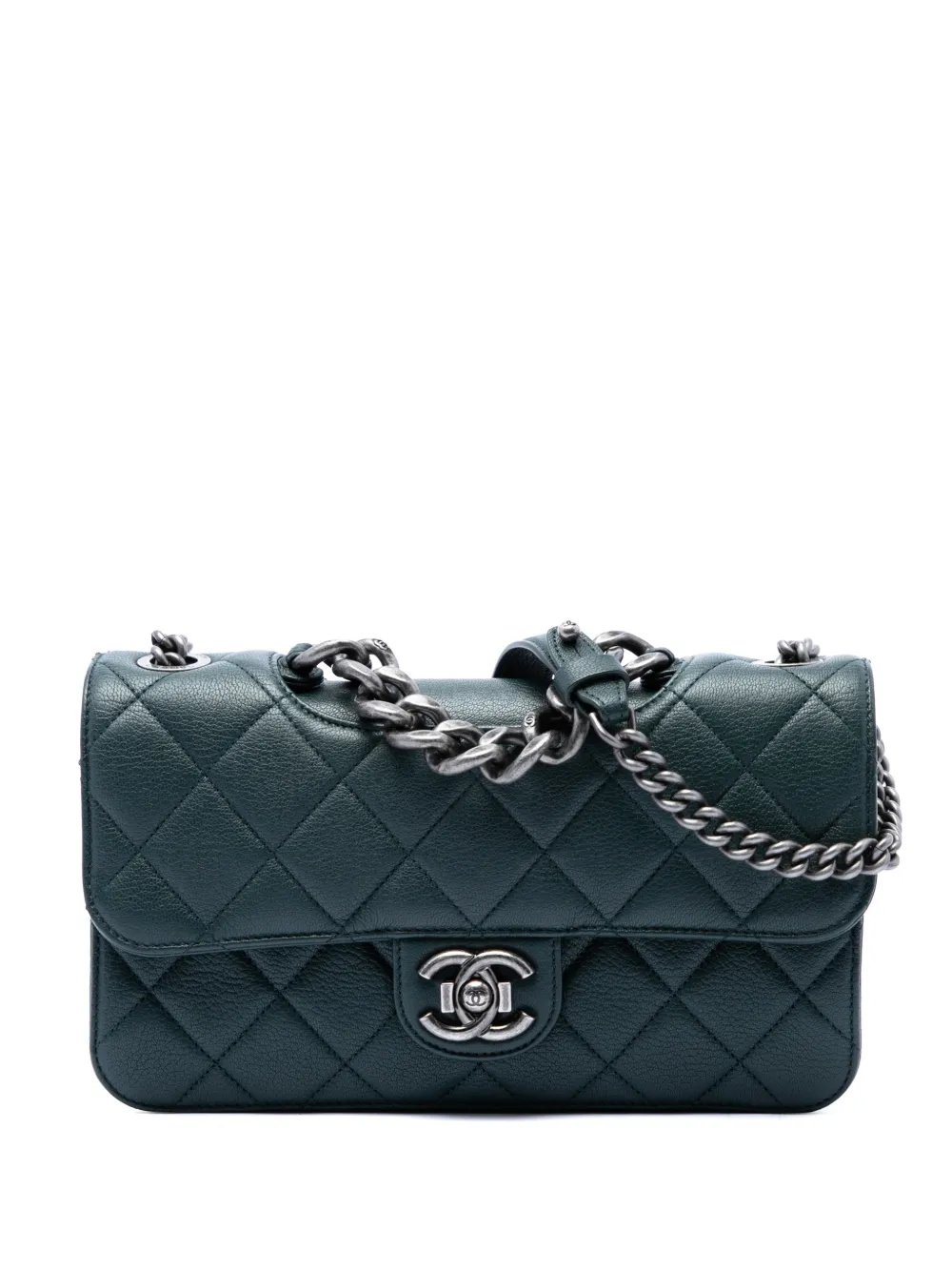 CHANEL Pre-Owned Borsa a tracolla Perfect Edge media in pelle di capra trapuntata con battente 2015-2016 - Verde