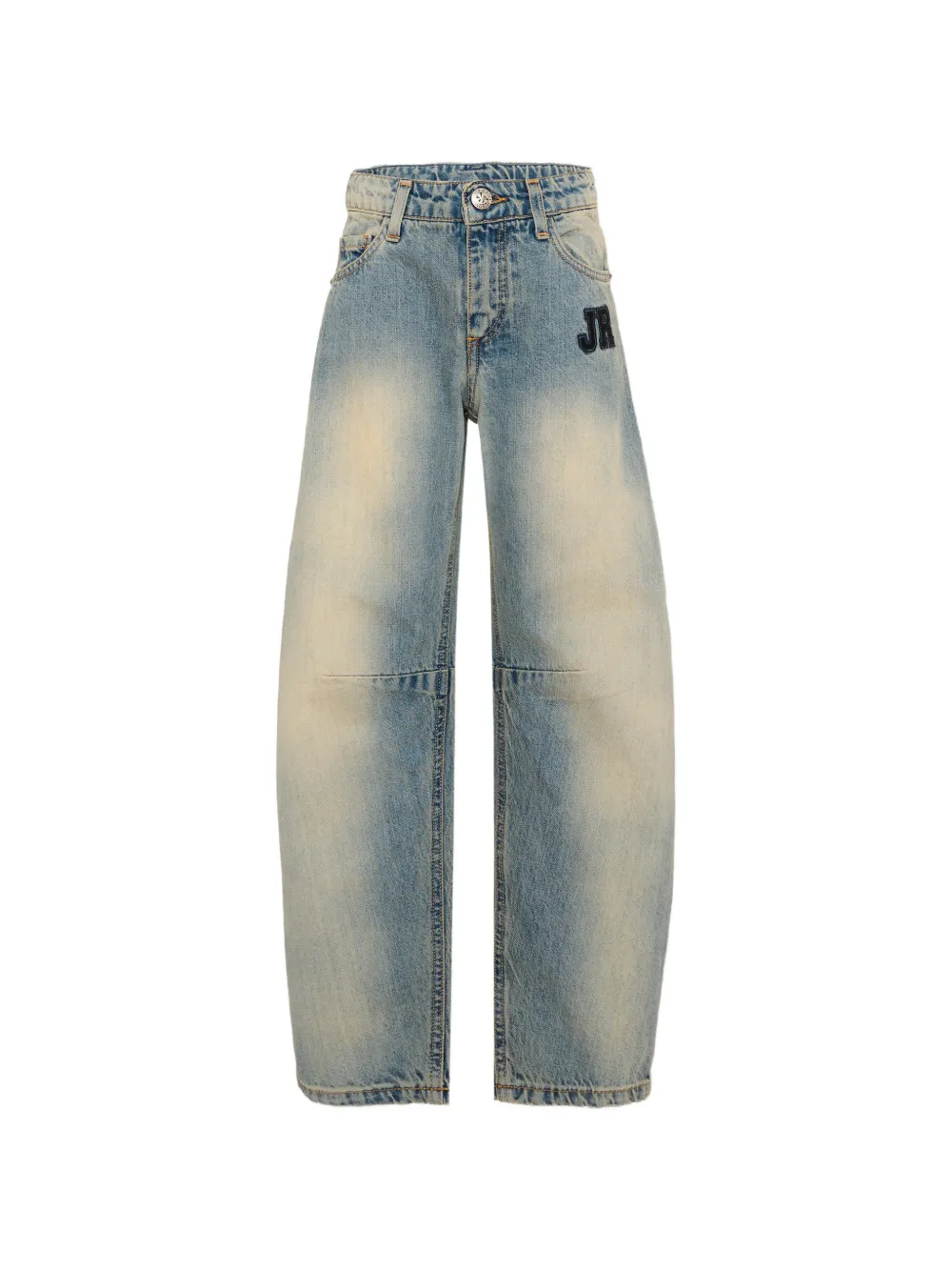John Richmond Junior logo-patch faded jeans - Blu