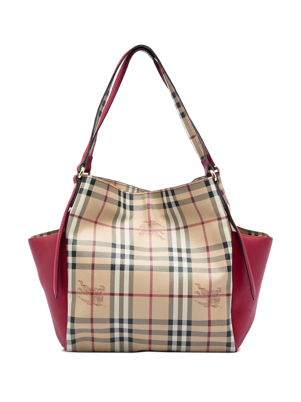 Burberry Pre-Owned 2000-2017 kleine Haymarket Check Canterbury Tote Bag aus beschichtetem Canvas mit Lederbesatz - Nude