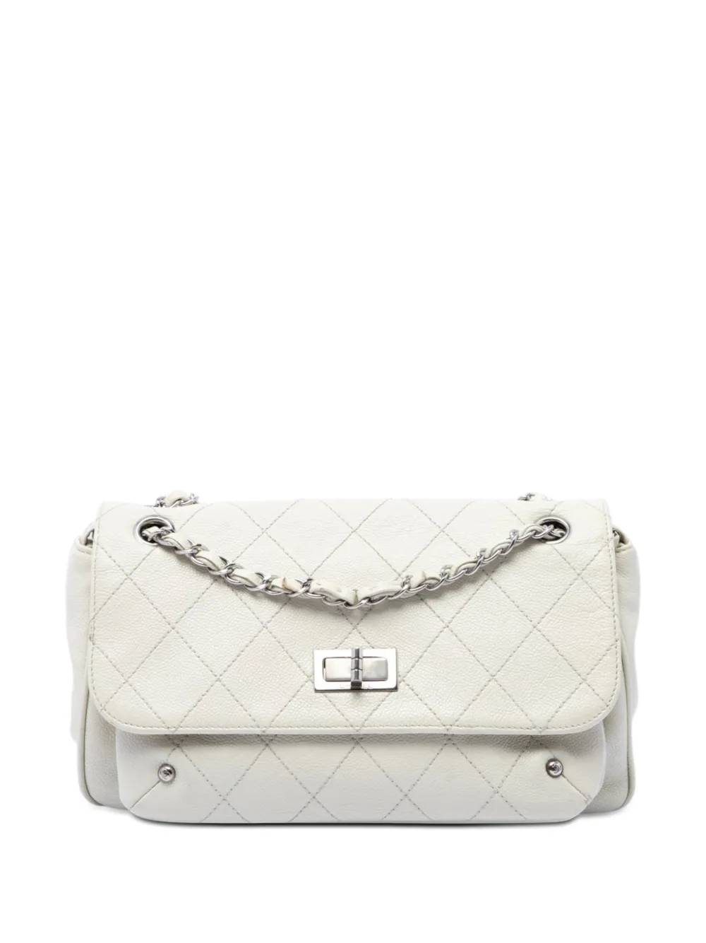 CHANEL Pre-Owned 2008-2009 Quilted Caviar Reissue 2.55 Pocket Flap shoulder bag - White