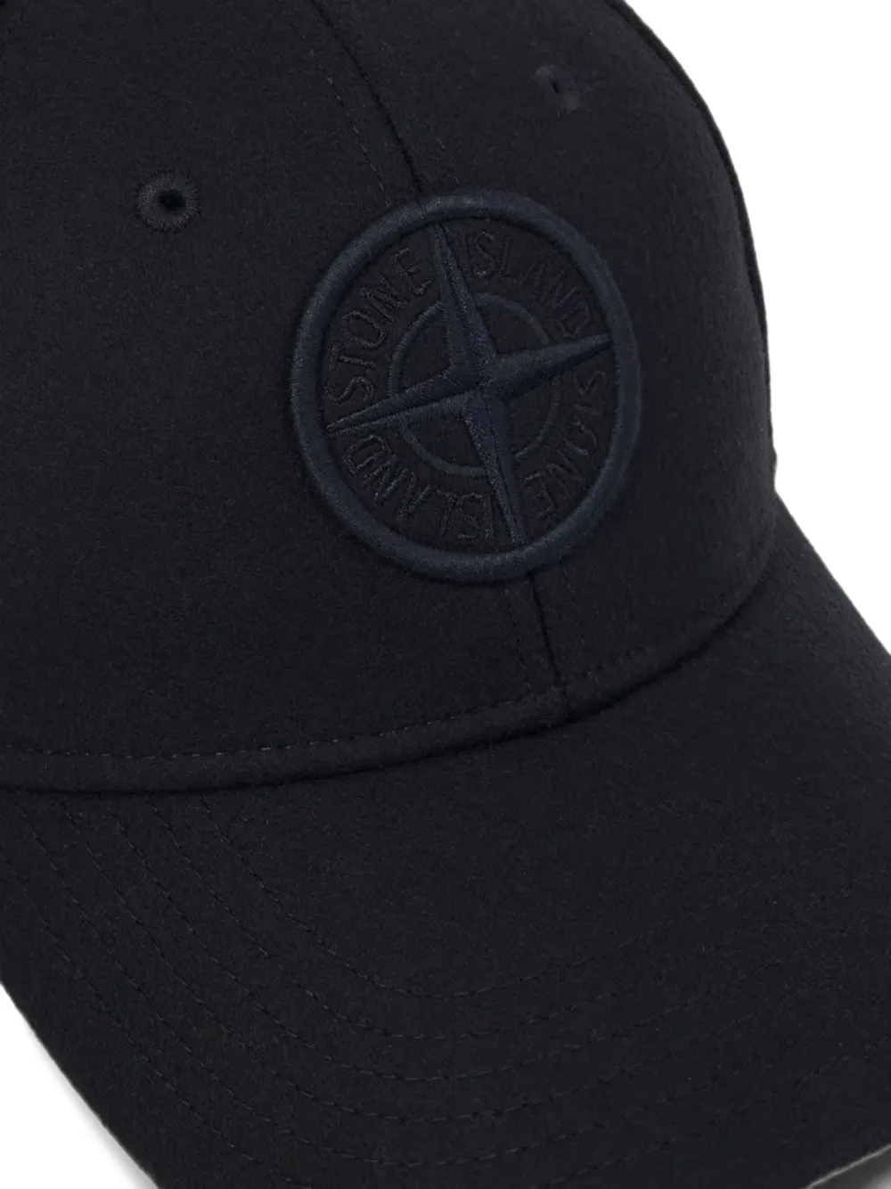 Stone Island 9100010 honkbalpet van wol-nylonflanel Zwart