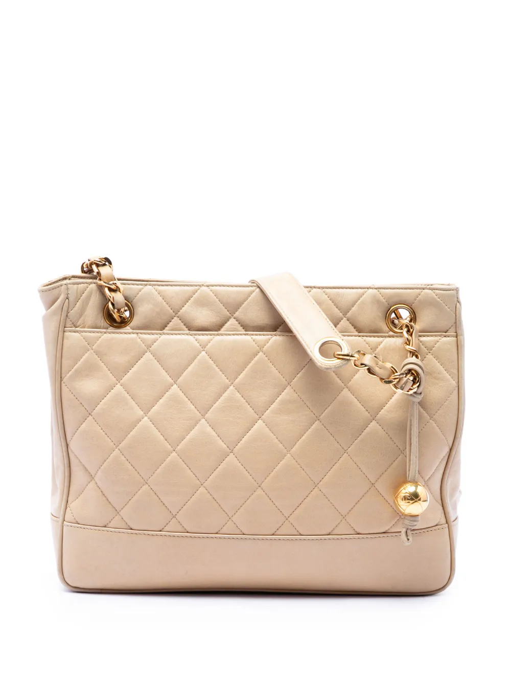 CHANEL Pre-Owned Borsa a spalla CC Coco Ball Chain in pelle di agnello trapuntata 1991-1994 - Toni neutri