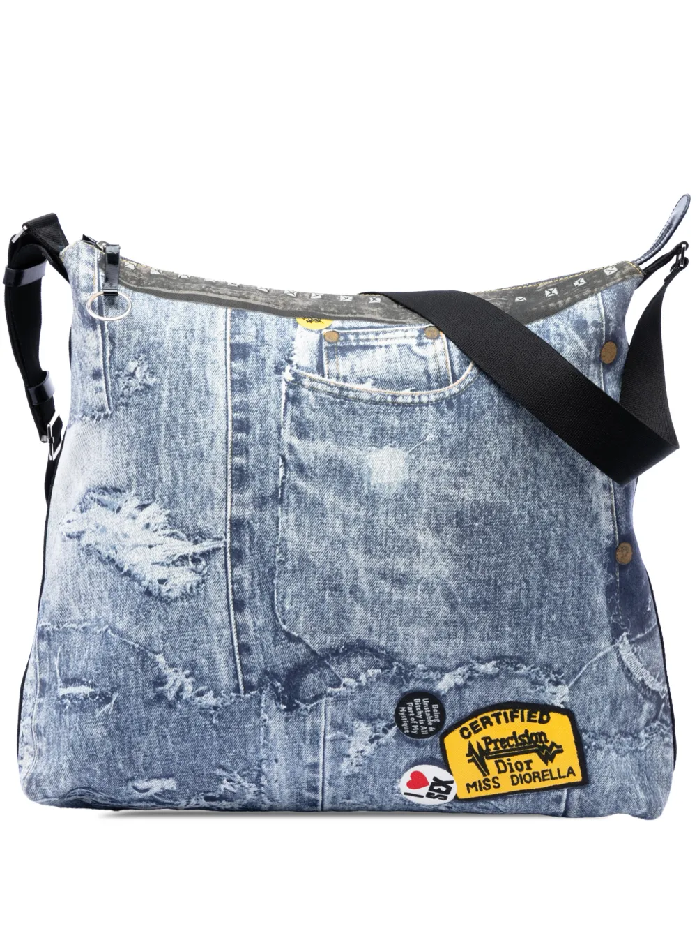 Christian Dior Pre-Owned 2001 große Miss Diorella Kuriertasche aus Denim mit Print - Blau