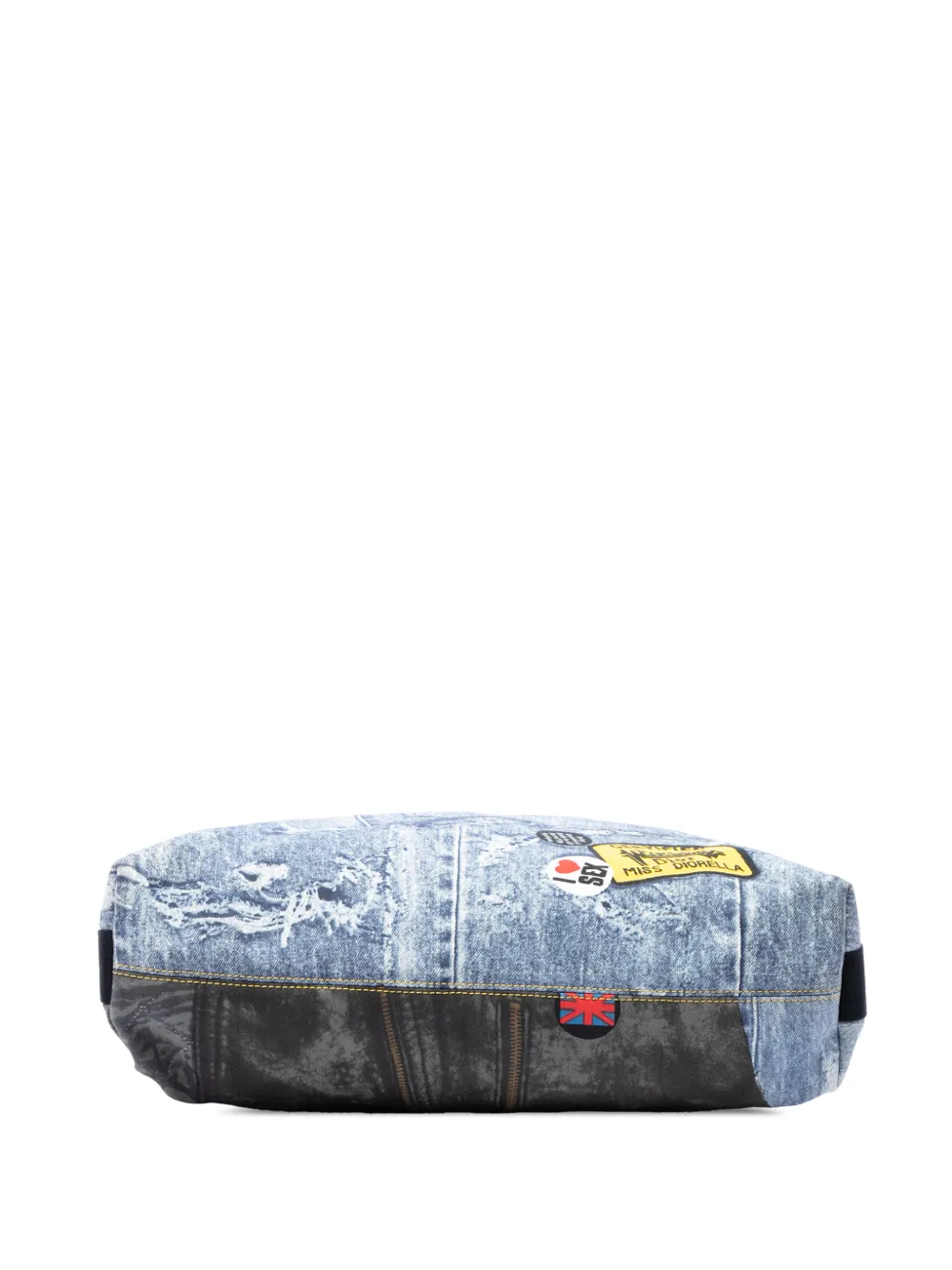 Dior Pre-owned 2001 Large Canvas Printed Denim Miss Diorella Messenger Bag Crossbody Bag in Blue, view 4