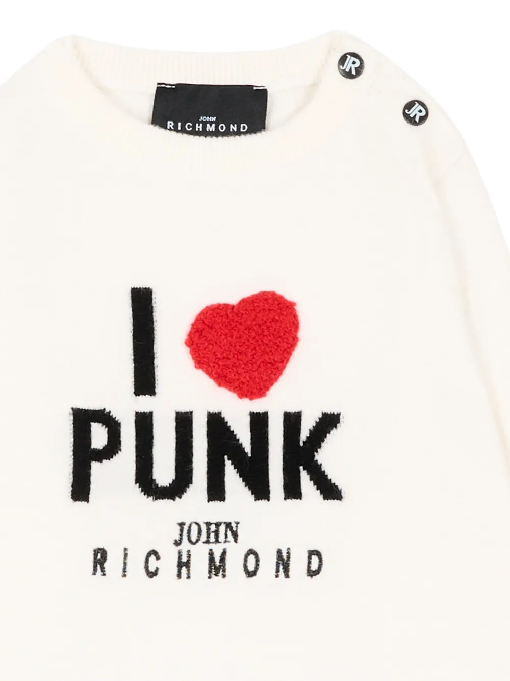 John Richmond Junior Gebreide intarsia trui met knoopsluiting Beige