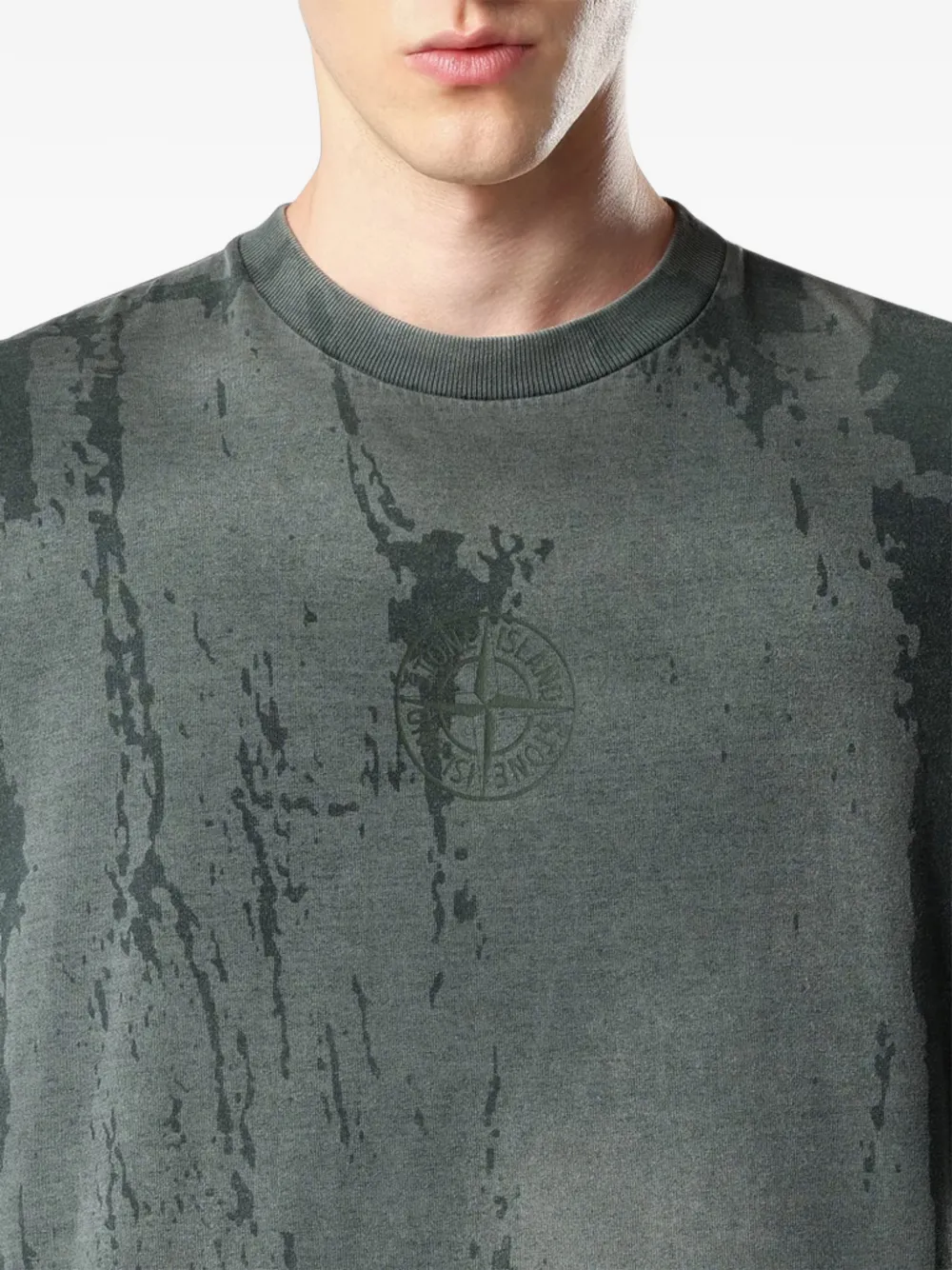 Stone Island 2100002 organic cotton jersey laser colour garment dyed T-shirt Grijs