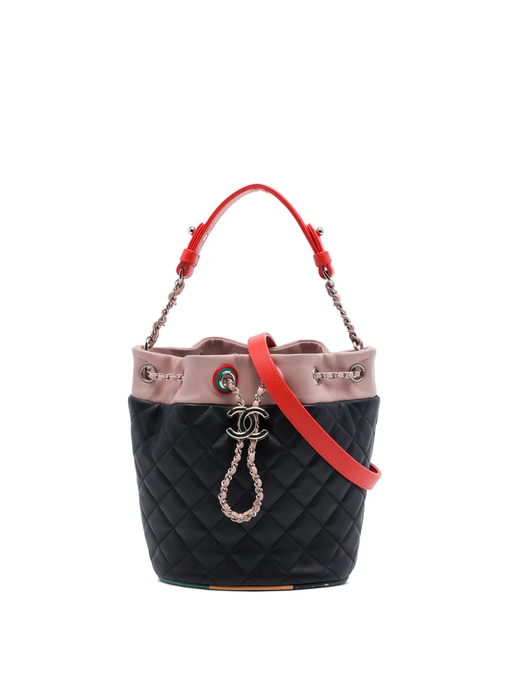 CHANEL Pre-Owned Borsa a secchiello Cuba CC con coulisse in pelle di agnello 2016-2017 - Nero