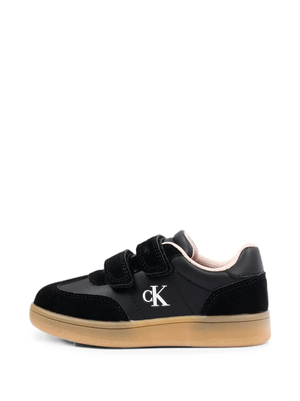 Calvin Klein Kids touch-strap leather sneakers Zwart
