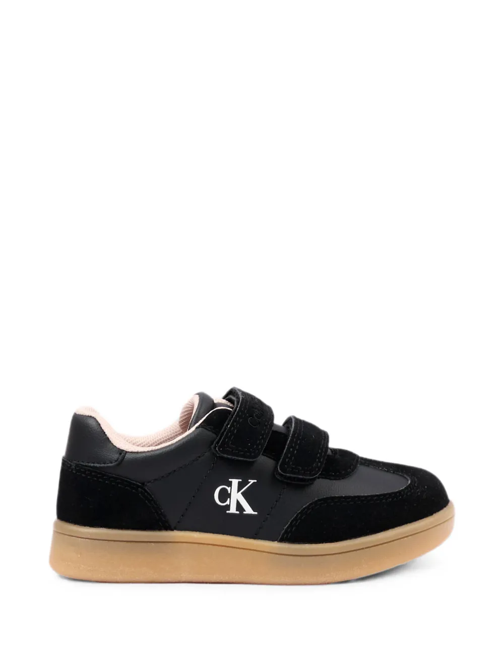 Calvin Klein Kids touch-strap leather sneakers Zwart
