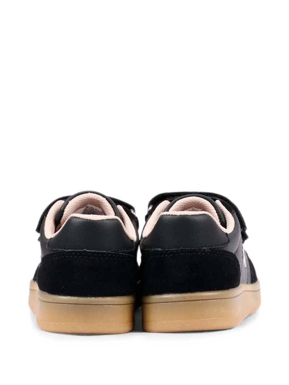 Calvin Klein Kids touch-strap leather sneakers Zwart