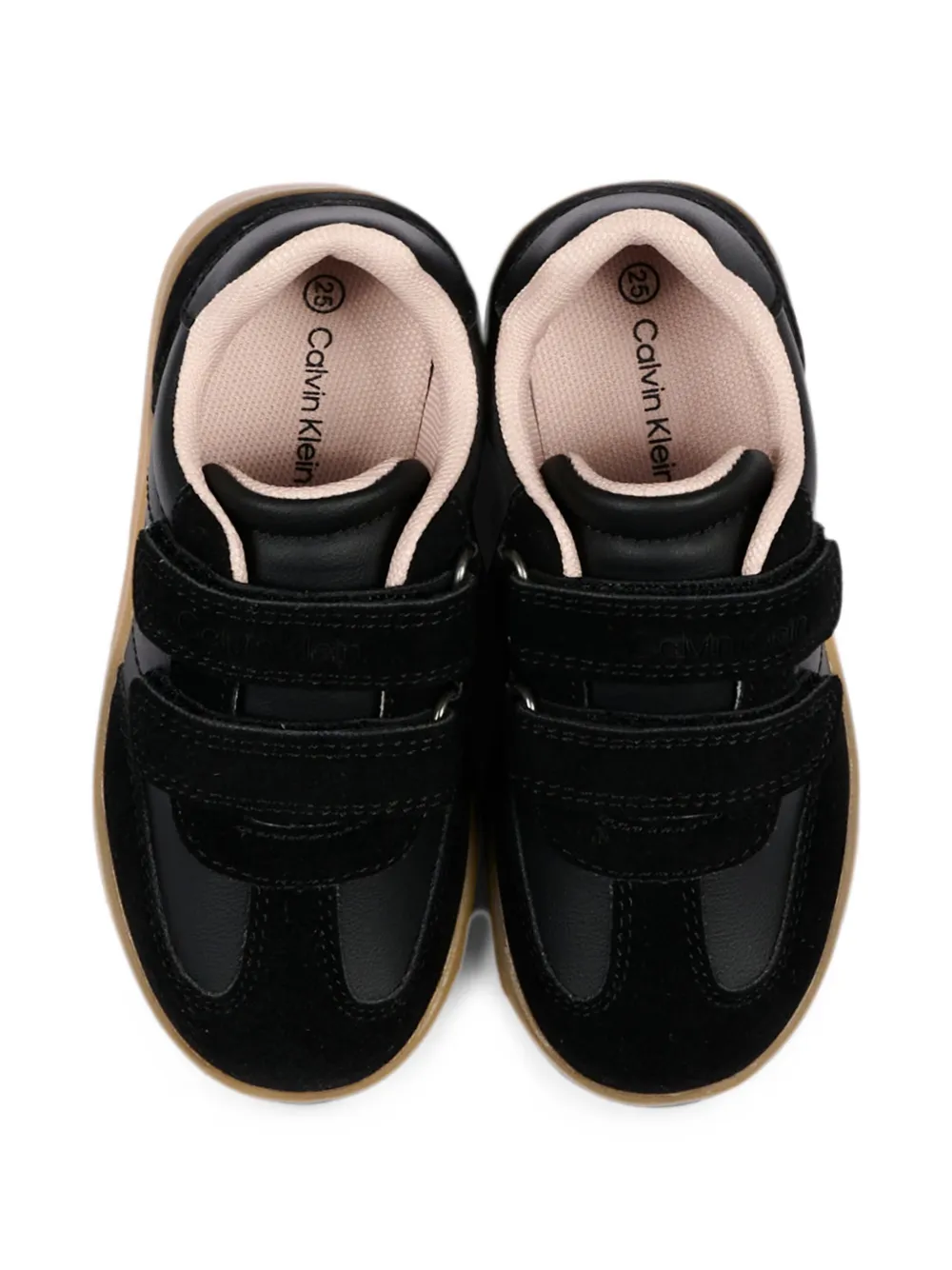 Calvin Klein Kids touch-strap leather sneakers Zwart