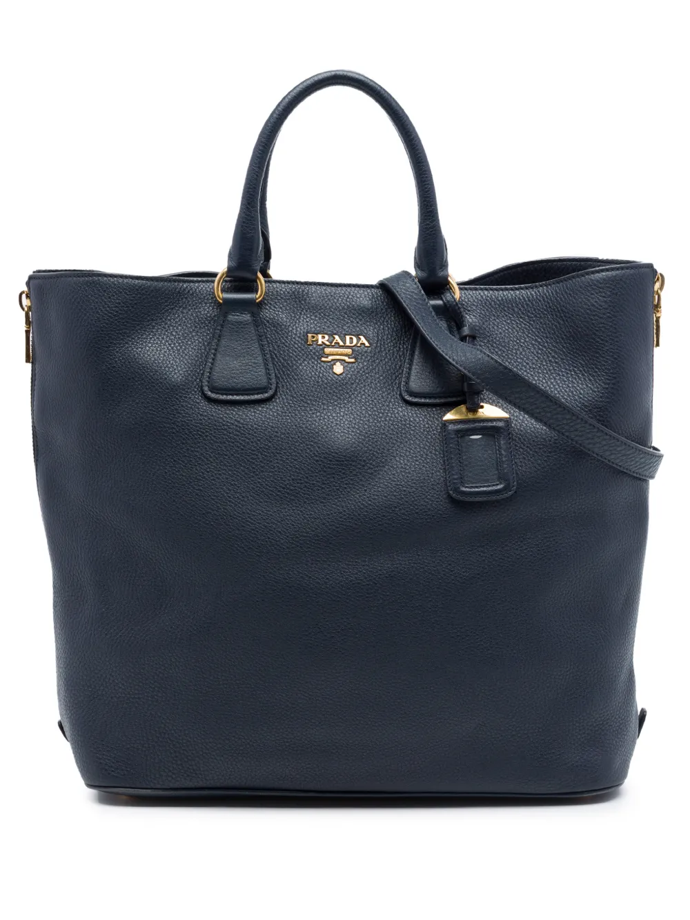 Prada Pre-Owned Borsa tote Vitello Daino convertibile con zip laterale 2010-2026 - Blu