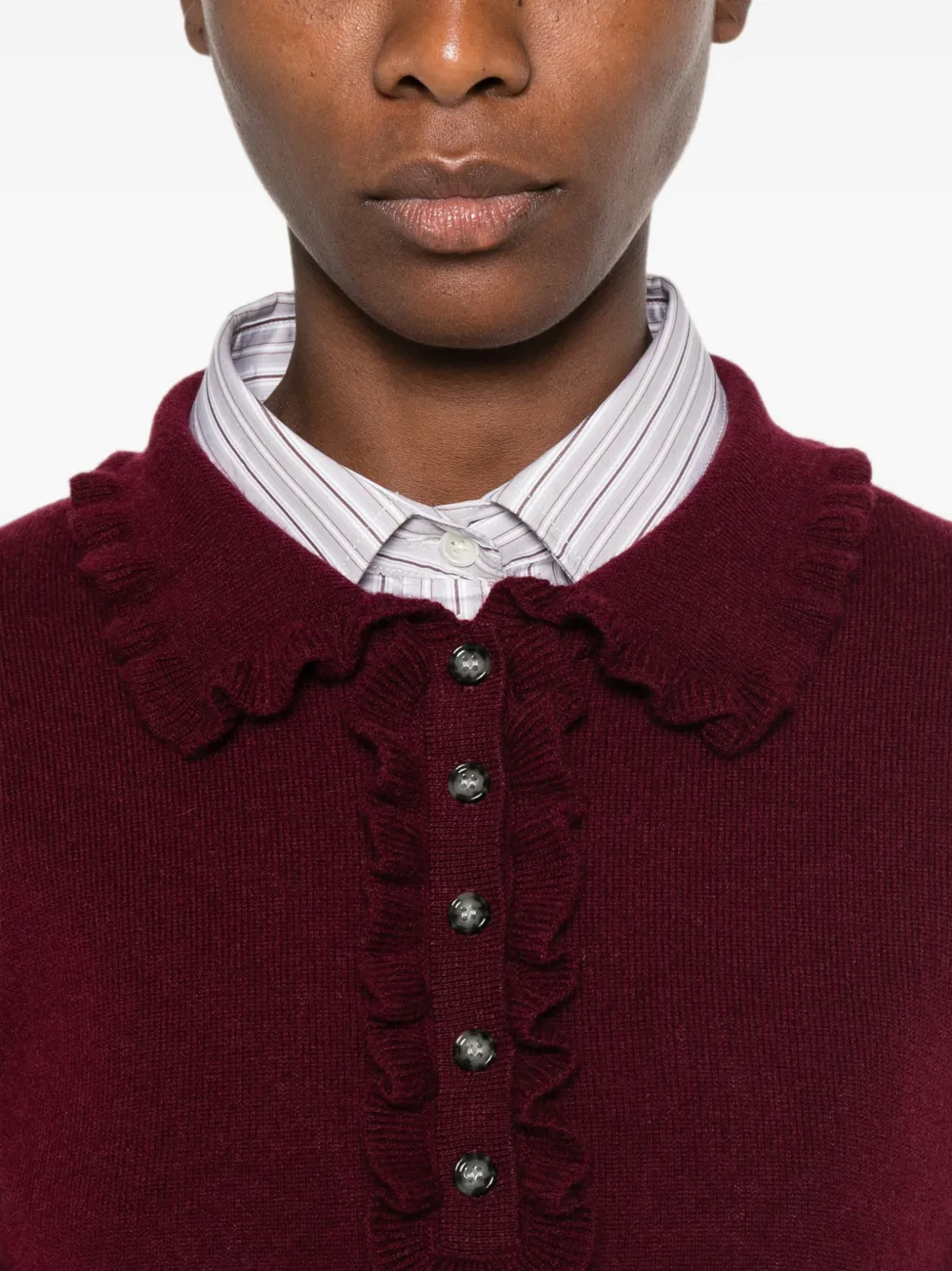 Allude Trui met ruches en knopen Rood