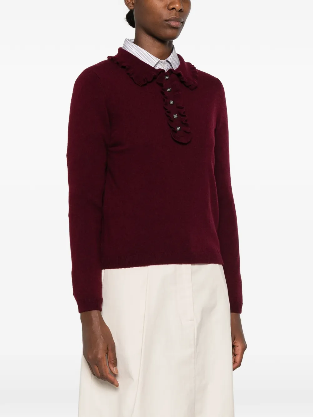 Allude Trui met ruches en knopen Rood