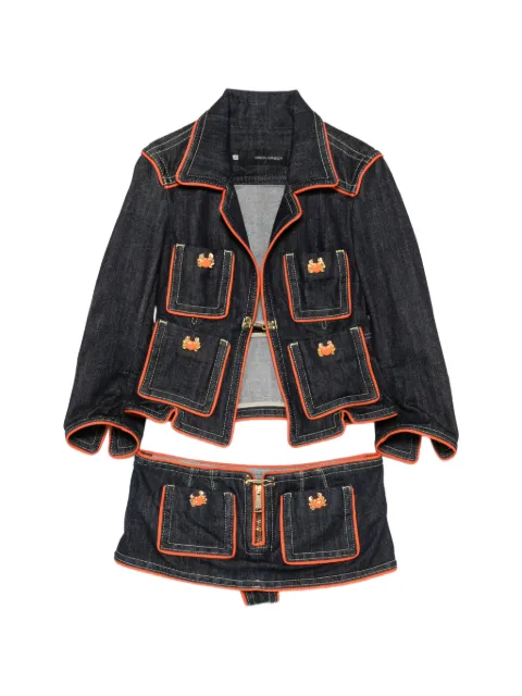 DSQUARED2 2000s contrast-trim denim jacket and skirt set (set of two)