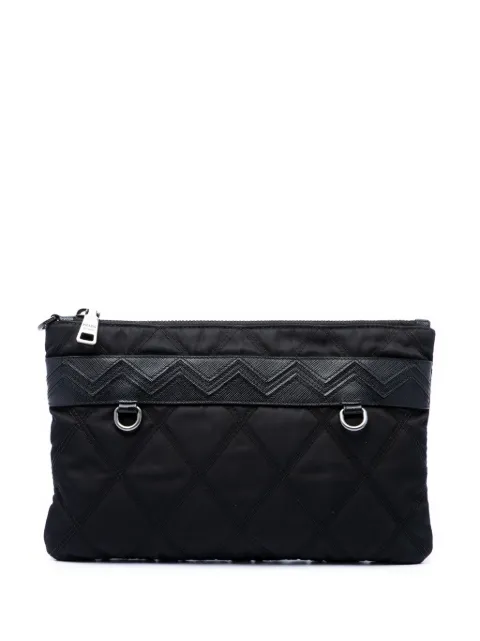 Prada Pre-Owned 2013-2026 Saffiano Trimmed Tessuto Impunturato clutch bag
