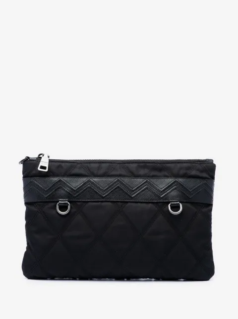 Prada Pre-Owned 2013-2026 Saffiano Trimmed Tessuto Impunturato clutch bag