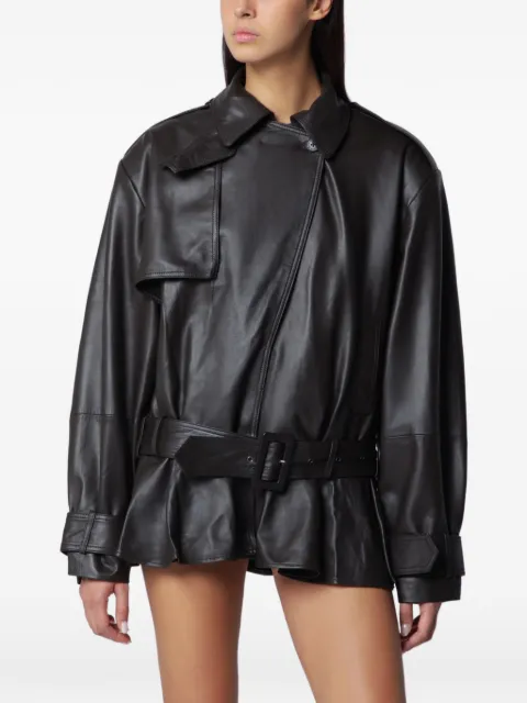 ROTATE BIRGER CHRISTENSEN biker leather jacket dark brown