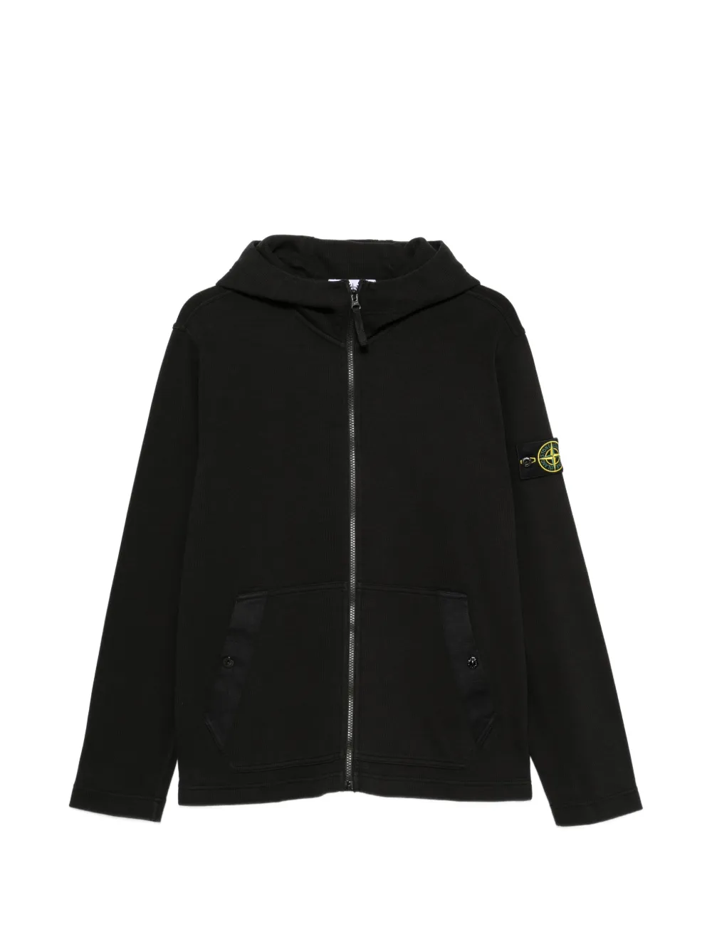 Stone Island logo-patch zip-up hoodie - Nero