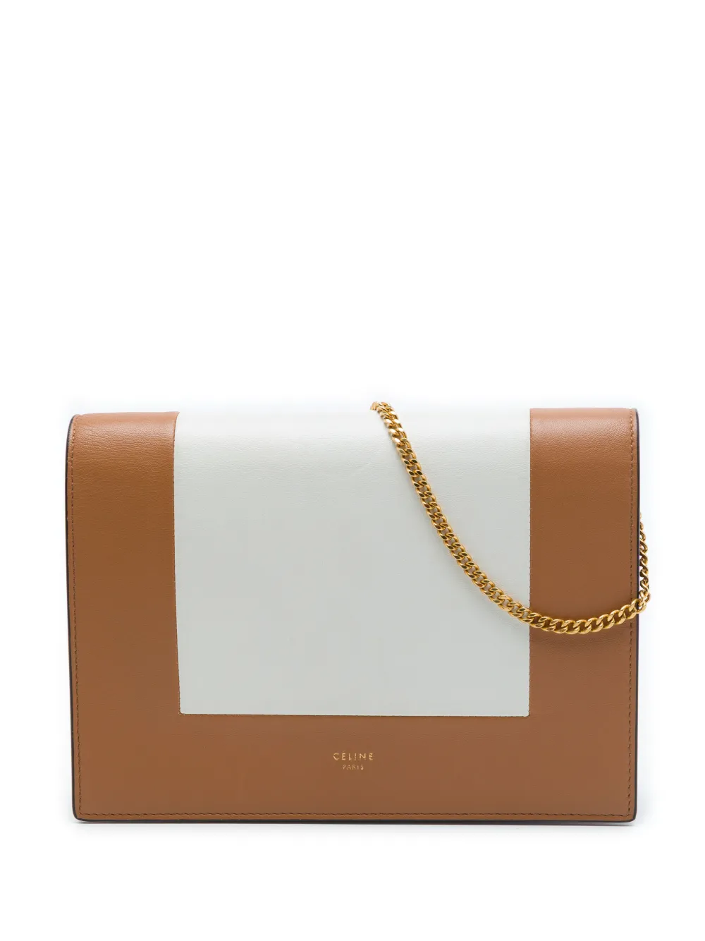Celine Pre-Owned 2017 Leather Frame Wallet on Chain crossbody bag - Brown