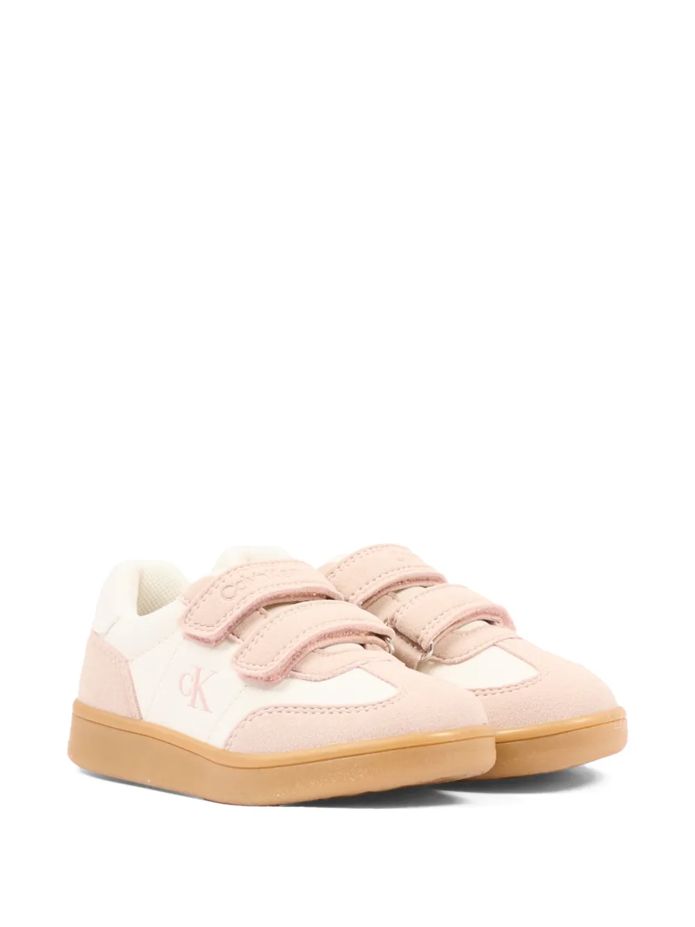 Calvin Klein Kids touch-strap leather sneakers - Bianco