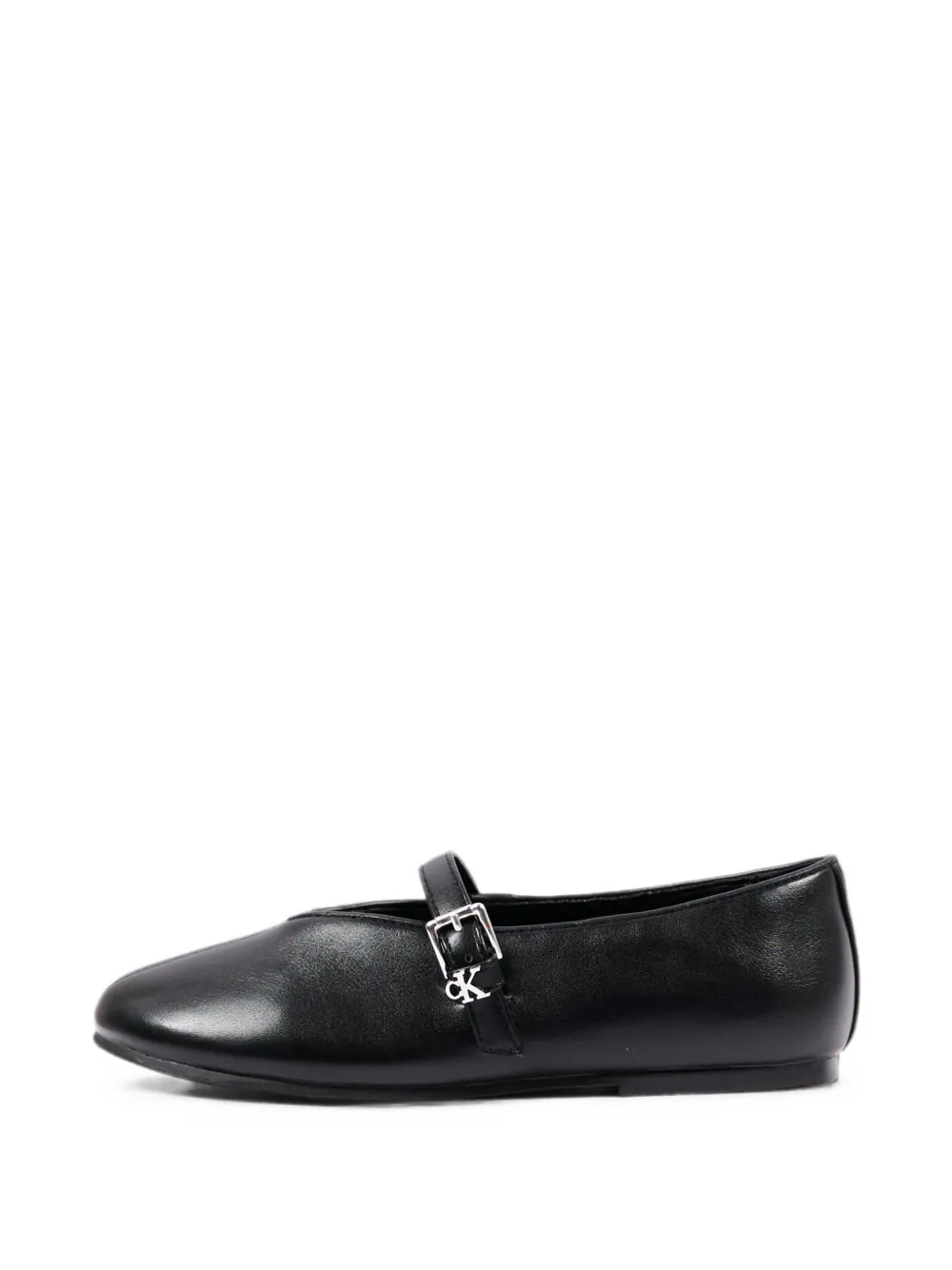 Calvin Klein Kids buckle-strap leather ballet flats Zwart