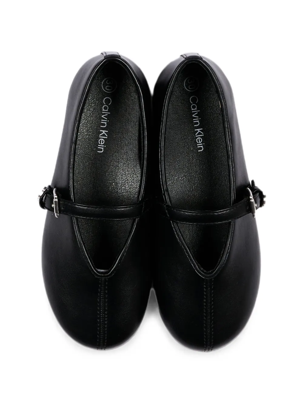 Calvin Klein Kids buckle-strap leather ballet flats Zwart