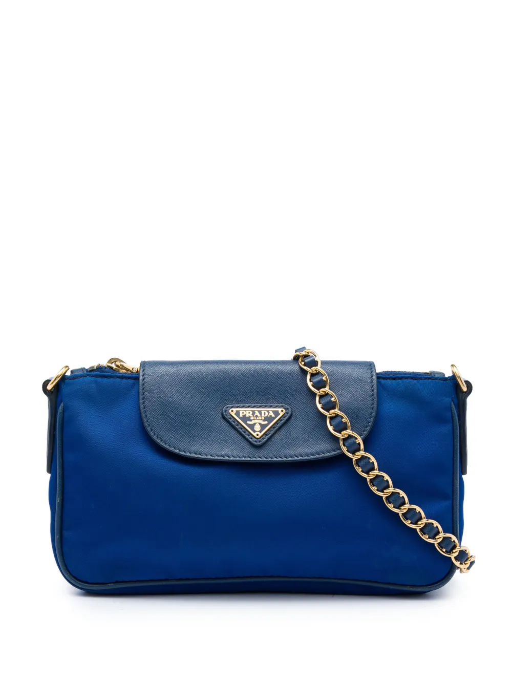 Prada Pre-Owned 2000-2013 Saffiano Tessuto Chain Umhängetasche - Blau