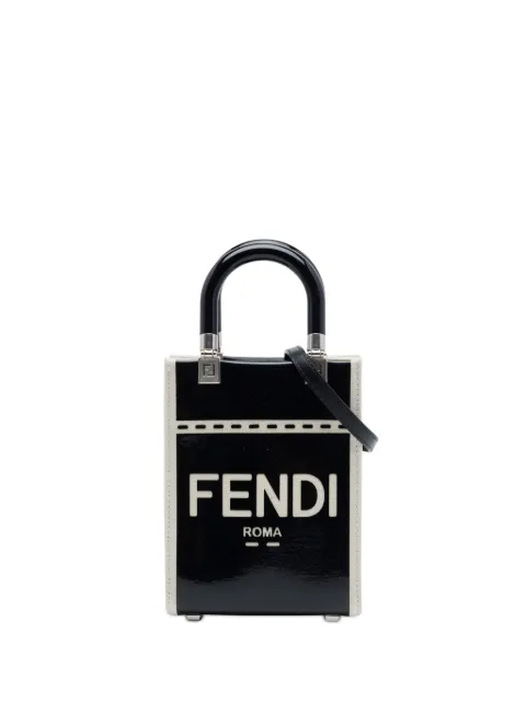 Fendi Pre-Owned 2010-2026 Mini Patent and Canvas Sunshine Shopper Tote satchel