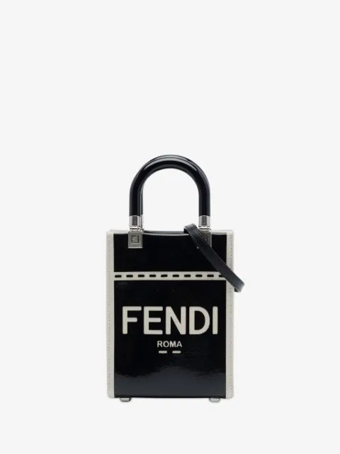 Fendi Pre-Owned 2010-2026 Mini Patent and Canvas Sunshine Shopper Tote satchel