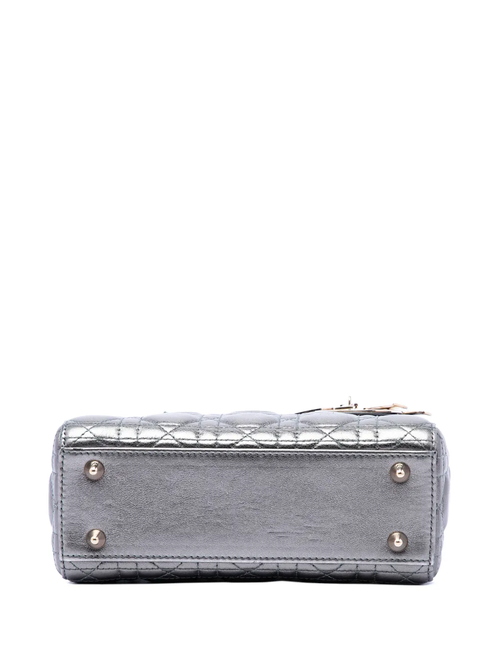 Dior Pre-owned 2019 Small Metallic Lambskin Cannage My Abcdior Lady Dior Satchel in Grey, view 4