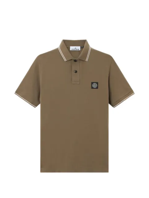 Stone Island 2200010 organic cotton piqué with stretch slim-fit short-sleeve polo
