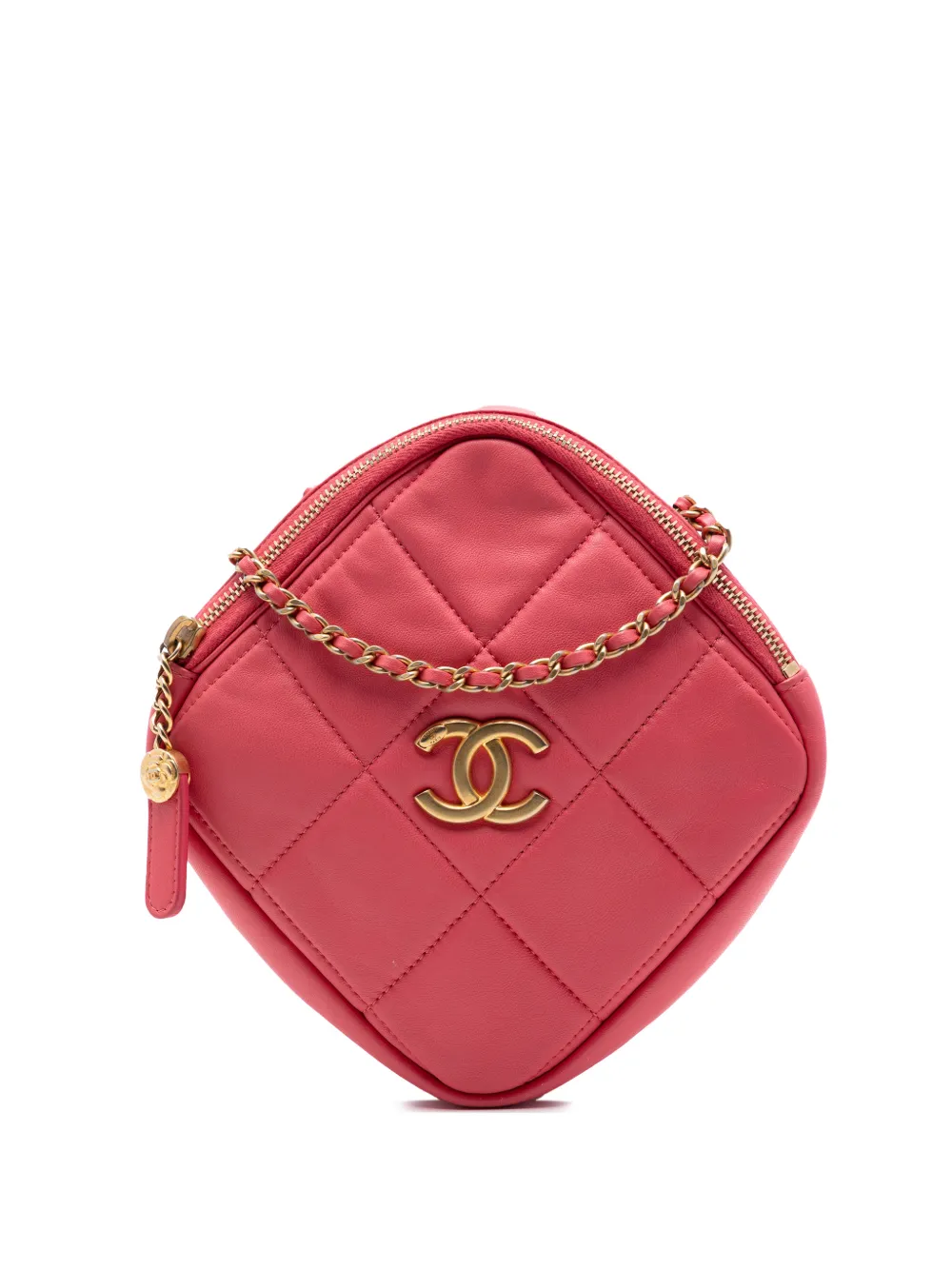 CHANEL Pre-Owned 2020 CC Quilted Lambskin Diamond Clutch with Chain crossbody bag - Pink