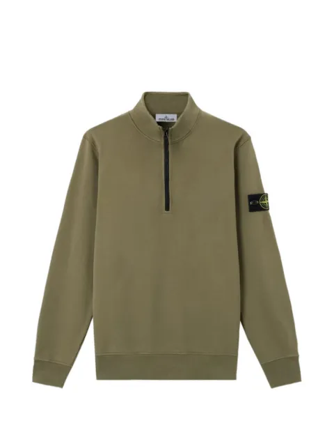 Stone Island 6100070 organic cotton fleece regular-fit half-zipper sweatshirt