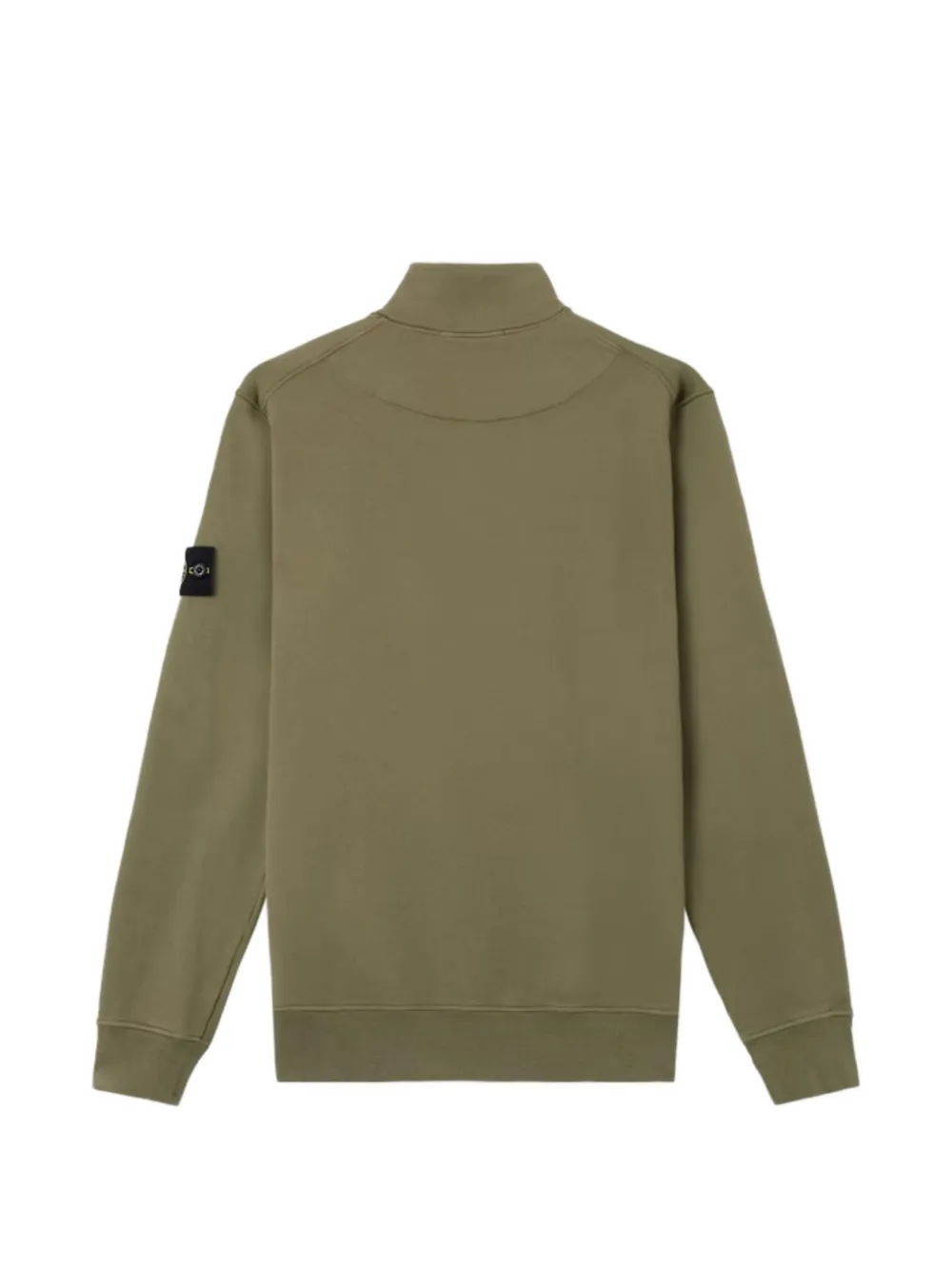 Stone Island 6100070 regular-fit sweater van biologisch katoenen fleece met halve rits Groen
