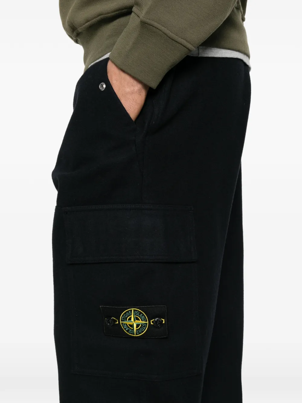 Stone Island 3100050 Flannel-TC wollen nylon joggingbroek met elastische pijpen Blauw