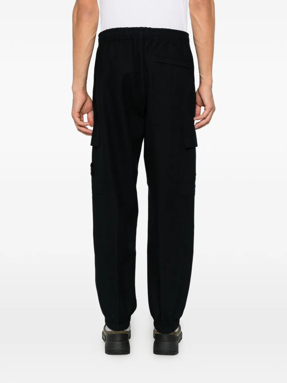 Stone Island 3100050 Flannel-TC wollen nylon joggingbroek met elastische pijpen Blauw