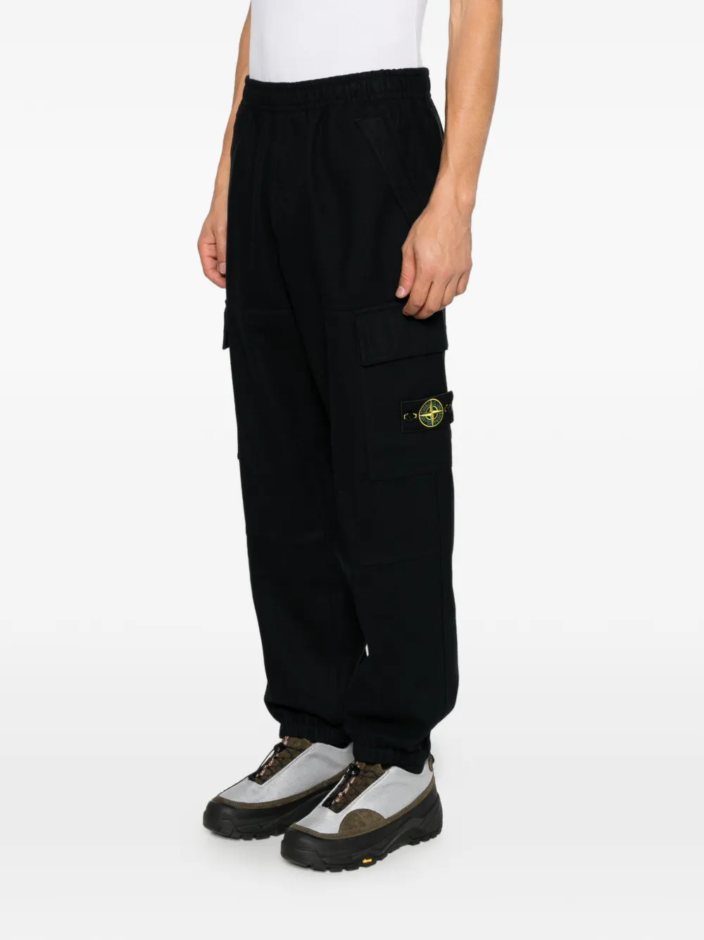 Stone Island 3100050 Flannel-TC wollen nylon joggingbroek met elastische pijpen Blauw