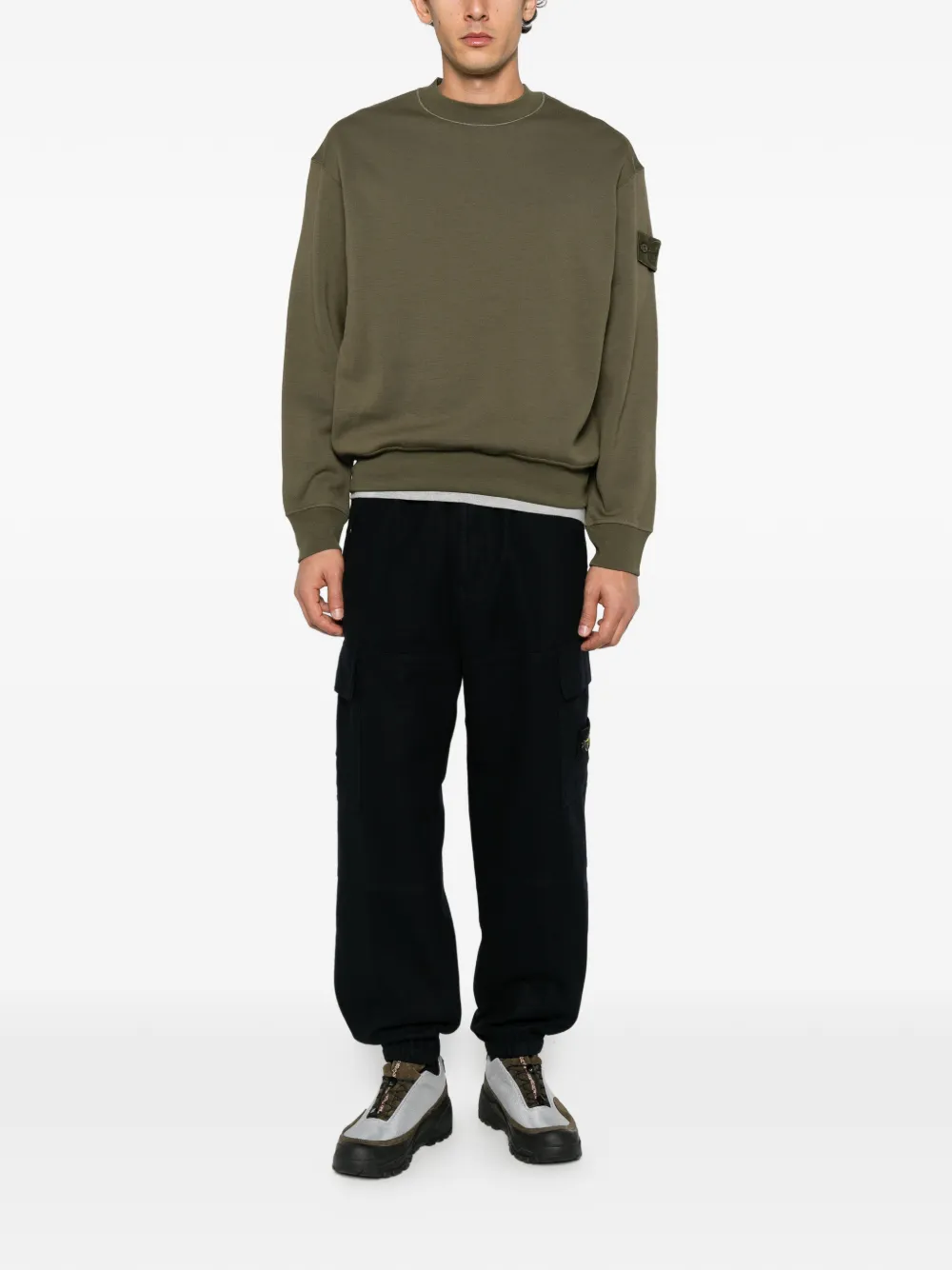Stone Island 3100050 Flannel-TC wollen nylon joggingbroek met elastische pijpen Blauw