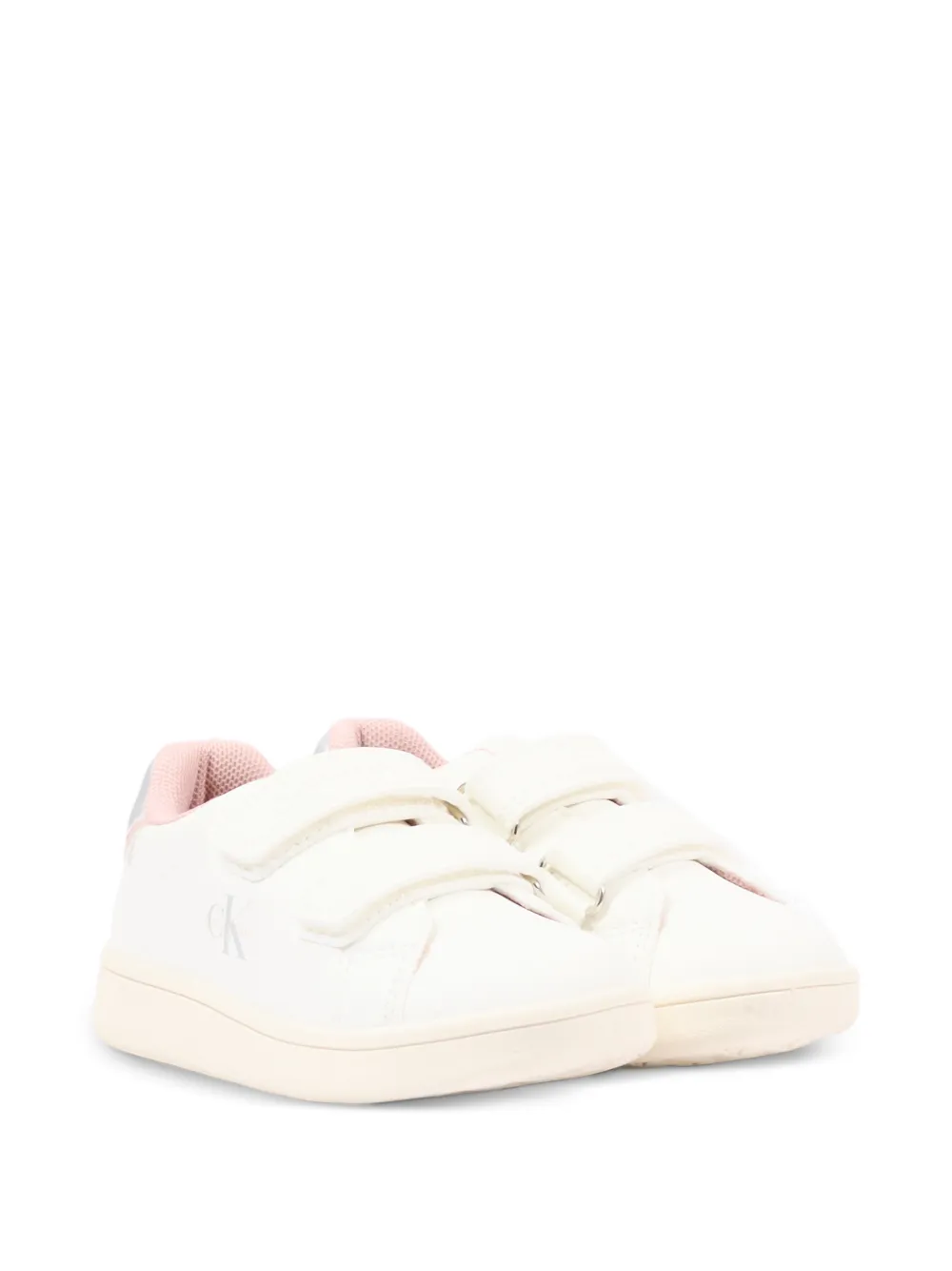 Calvin Klein Kids touch-strap leather sneakers Wit