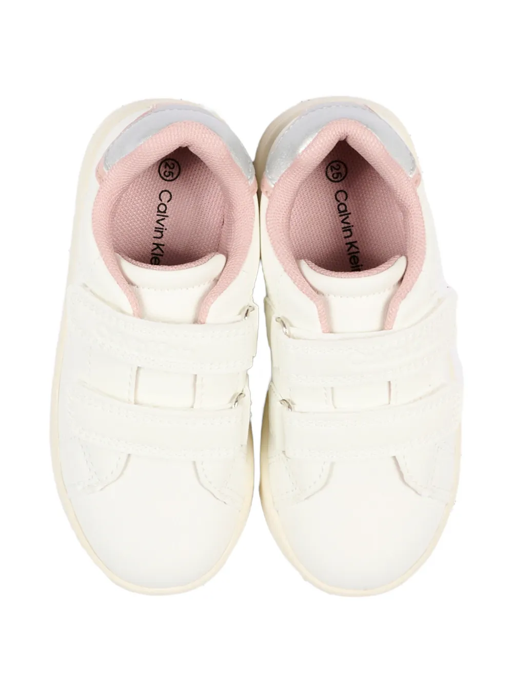 Calvin Klein Kids touch-strap leather sneakers Wit