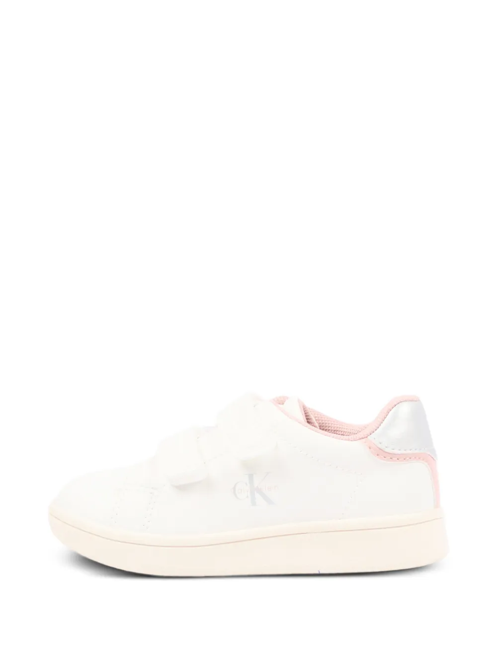 Calvin Klein Kids touch-strap leather sneakers Wit